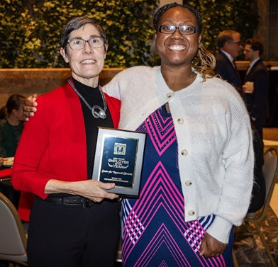 CRL Director for Collections Access and Technology Amy Wood with CRL Metadata Assistant Briony Mikell.