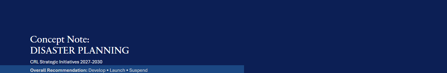 Concept Note:  Disaster Planning